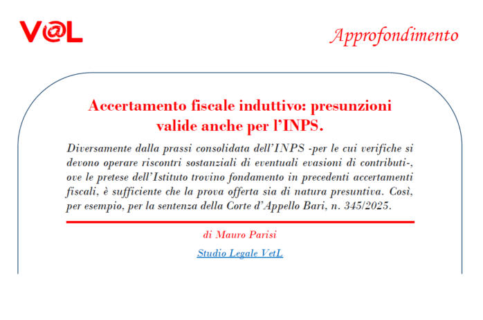 Accertamento fiscale induttivo: presunzioni valide anche per l'INPS 