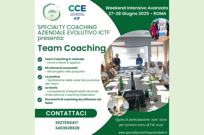  27-28 giugno - Weekend intensivo di Team Coaching in convenzione con ANCL