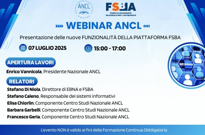 Webinar ANCL - Presentazione delle nuove funzionalità della piattaforma FSBA - 7 luglio 2025