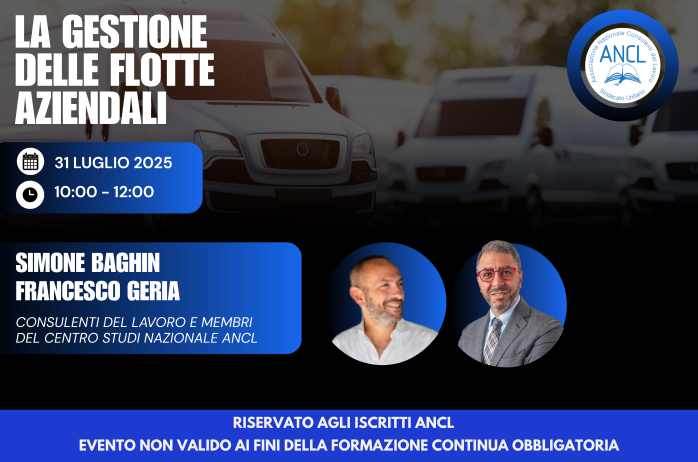 Webinar ANCL 31/07/2025: 'La gestione delle flotte aziendali'