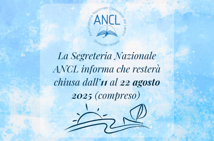 Chiusura Segreteria Nazionale ANCL 