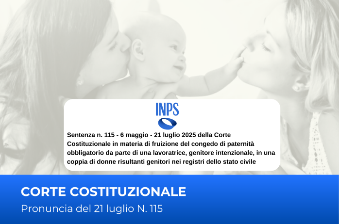 Mess. INPS rf. sentenza Corte Costituzionale su congedo di paternità obbligatorio da parte della lavoratrice genitore intenzionale             