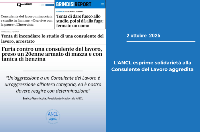 L'ANCL esprime solidarietà alla Consulente del Lavoro aggredita