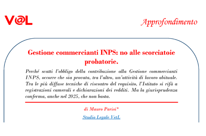Gestione commercianti INPS: no alle scorciatoie probatorie