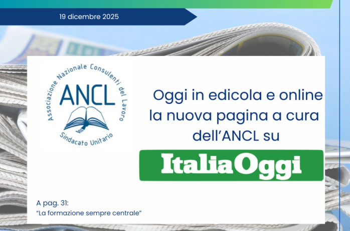 L'ANCL su ItaliaOggi: edizione del 19 dicembre 2025 