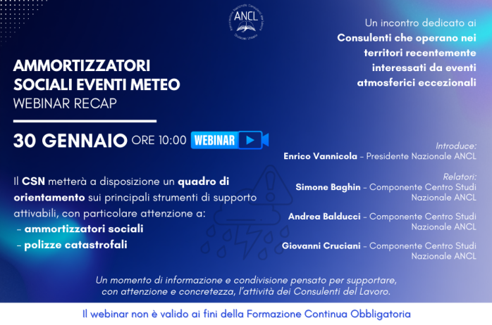 Webinar RECAP - Ammortizzatori Sociali eventi meteo - 30/01/2026
