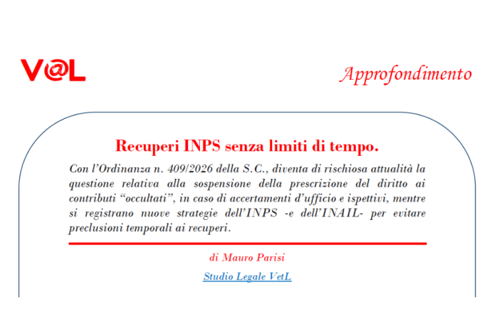 Recuperi INPS senza limiti di tempo
