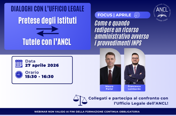 Webinar ANCL: Dialoghi con l'Ufficio Legale &vert; 27 aprile 2026