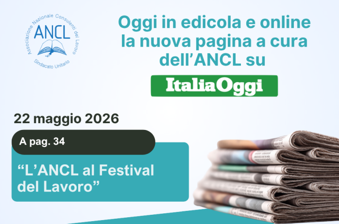L'ANCL su ItaliaOggi: edizione del 22 maggio 2026