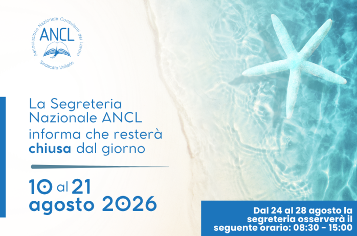 Chiusura Segreteria Nazionale ANCL