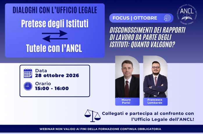 Webinar ANCL: Dialoghi con l'Ufficio Legale - 28 ottobre 2026