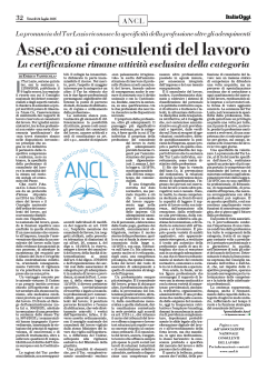 Asse.co ai Consulenti del Lavoro - La certificazione rimane attività esclusiva della categoria